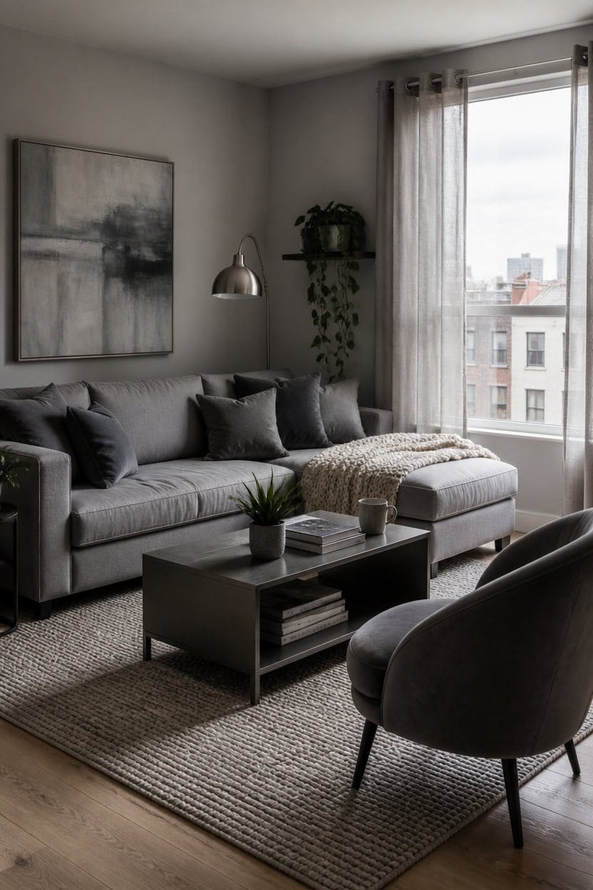 sleek gray living room