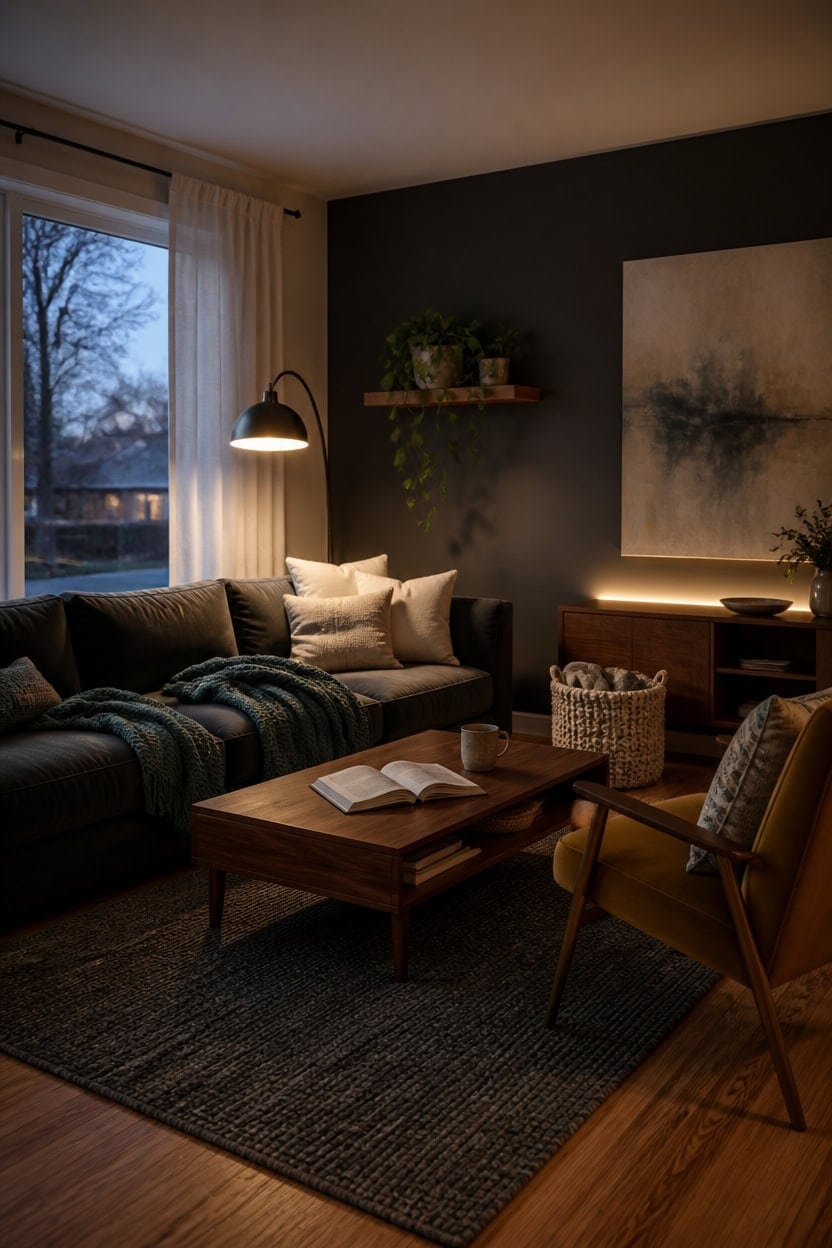 soft lighting reading nook