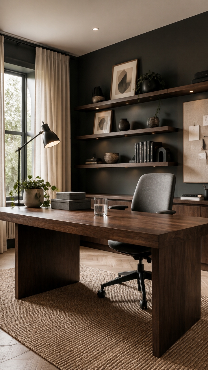 structured slate gray walnut workspace