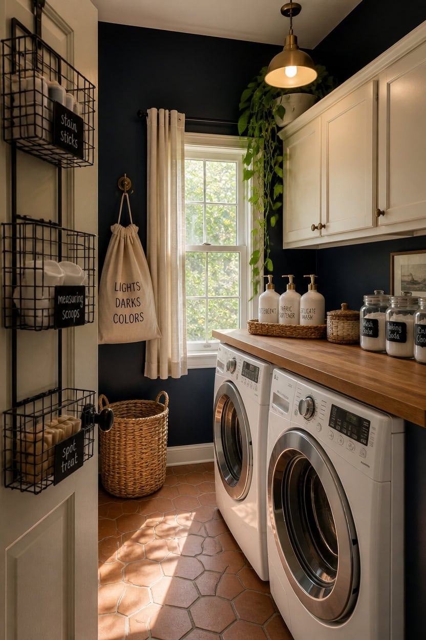 stylish organized laundry storage