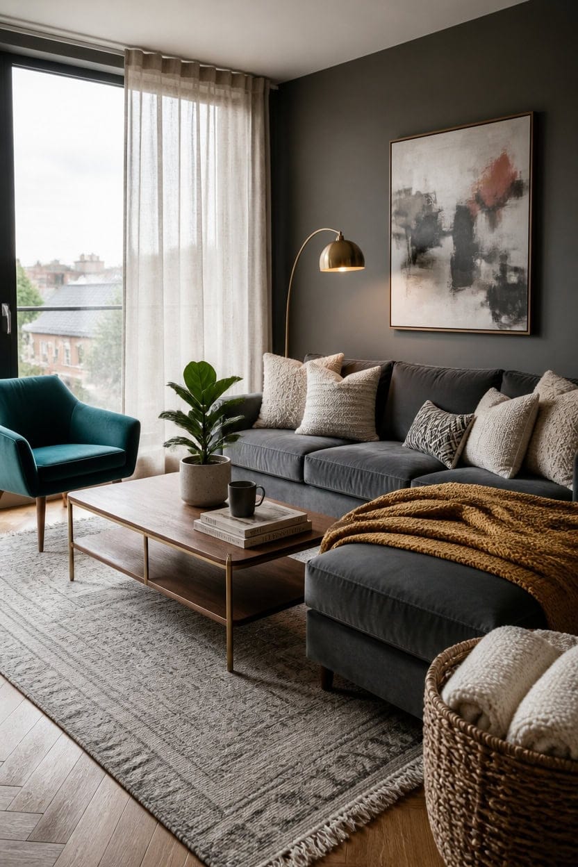 teal accent in neutral