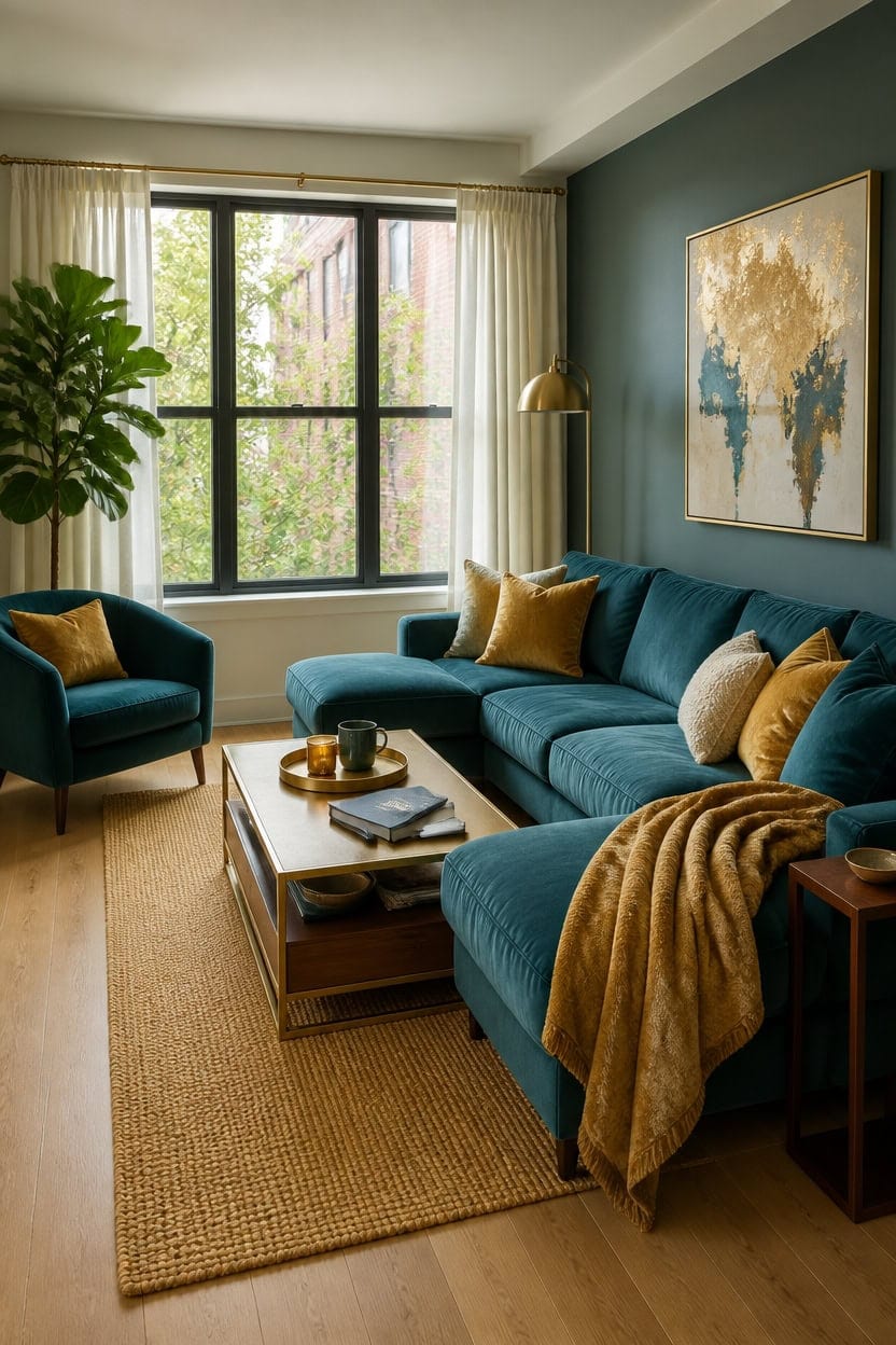 teal and gold harmony