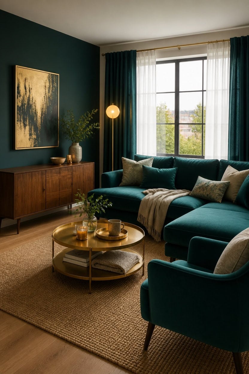 teal gold lighting harmony