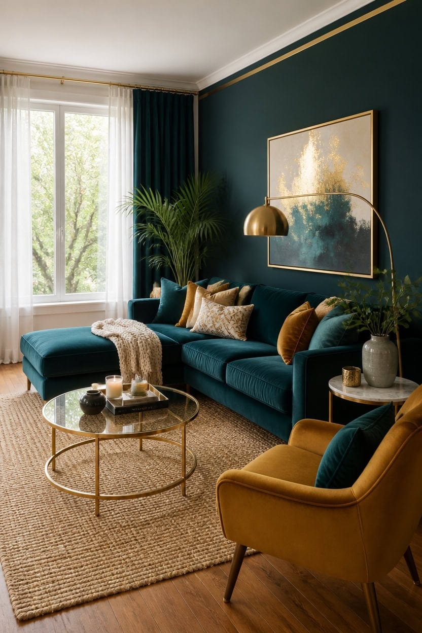 teal gold luxe accent