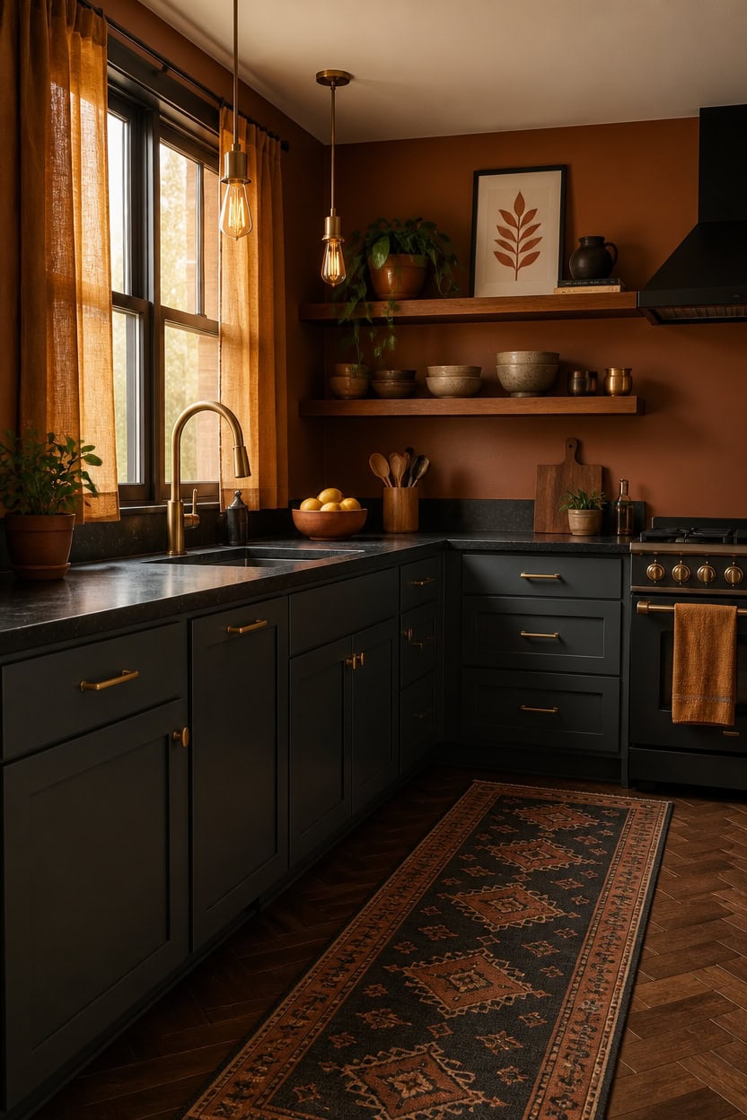 terracotta brass ochre warmth