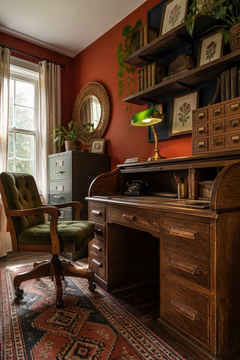 thrifted vintage eclectic office