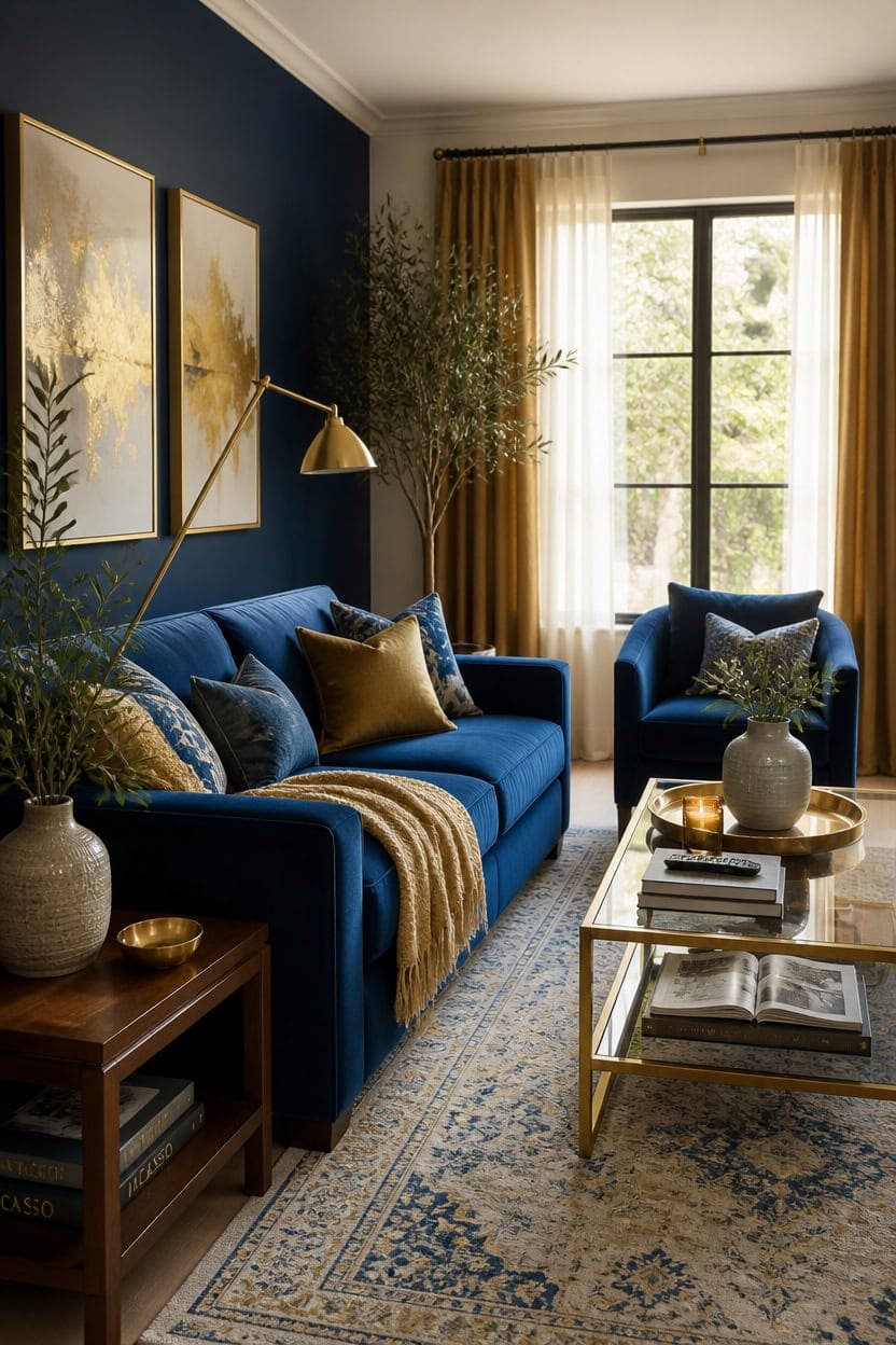 timeless blue gold interiors