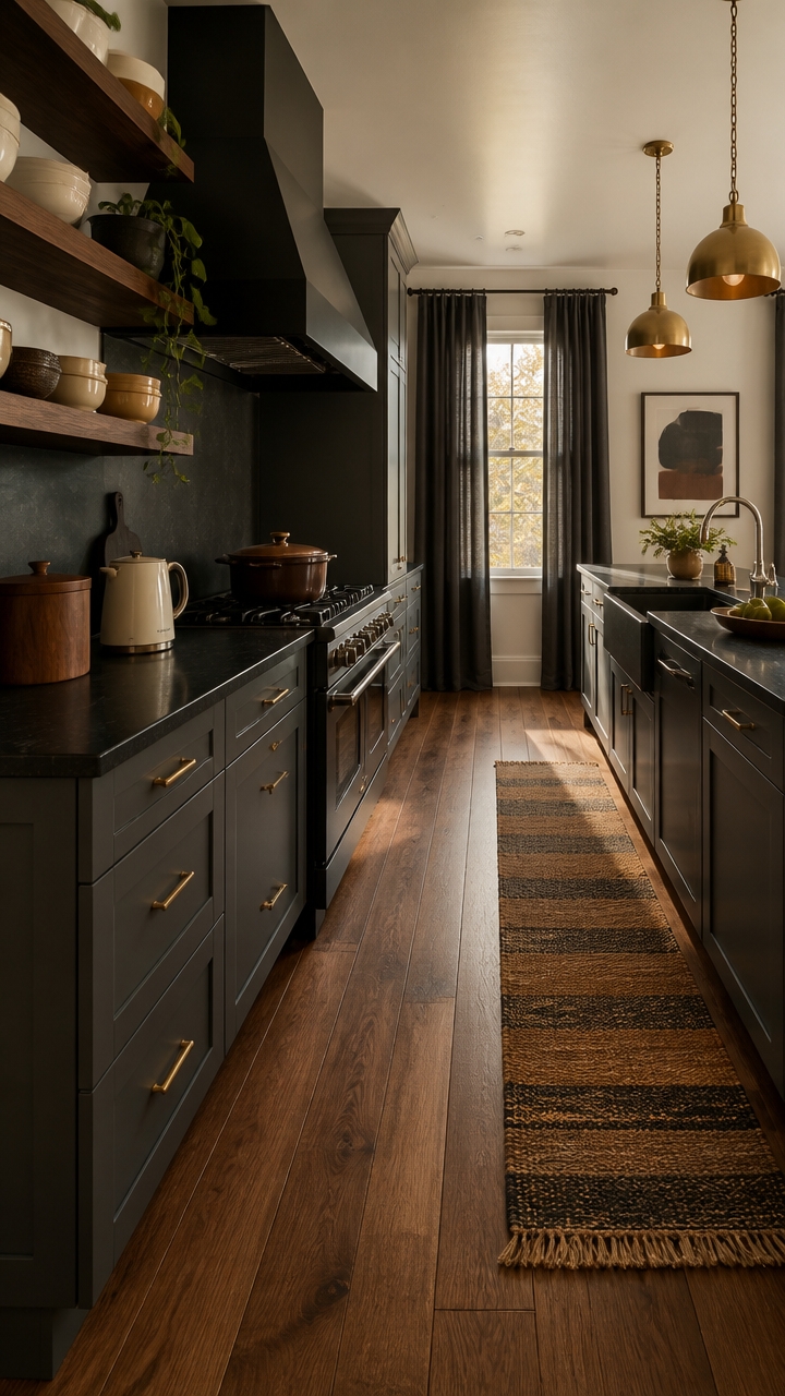 unified slate and walnut flooring