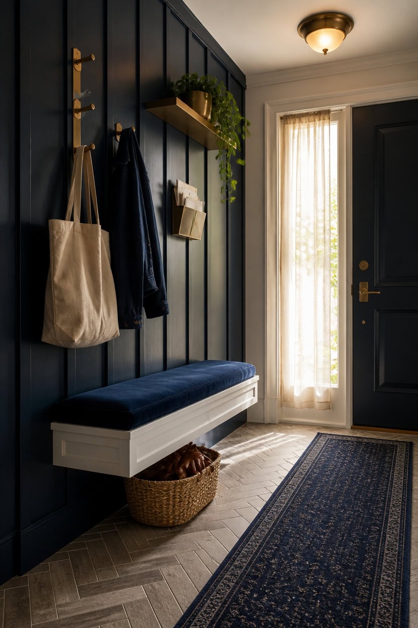 vertical navy and brass