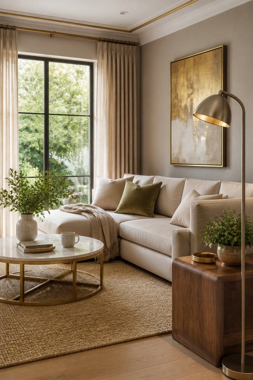 warm beige gold living