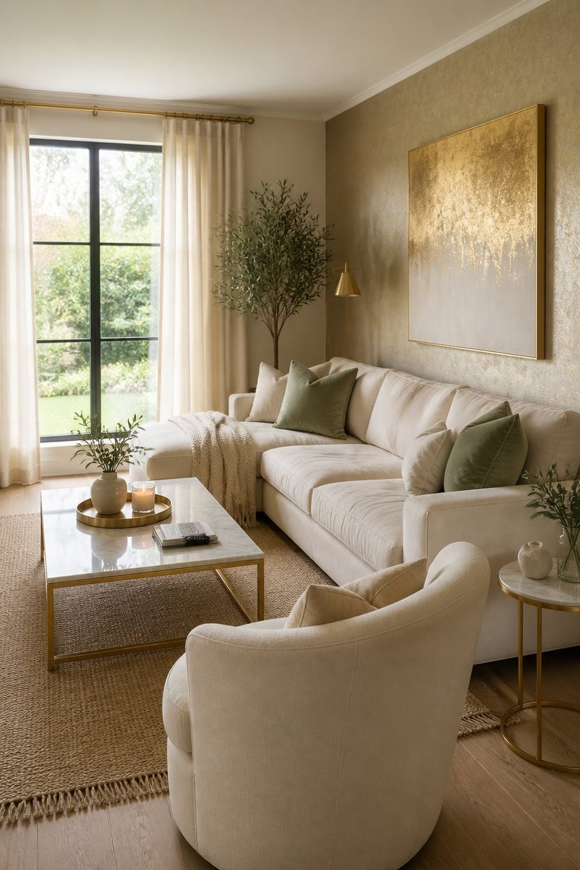 warm cream gold accents