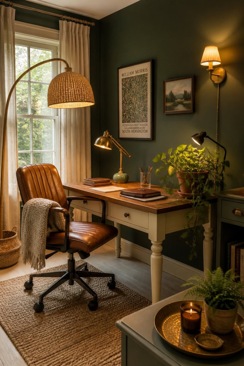warm layered green cream lighting