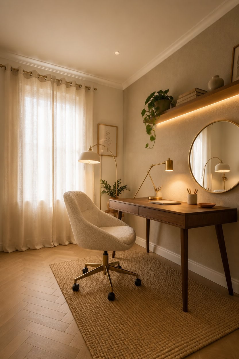 Bright and inviting home office with natural light and modern decor.