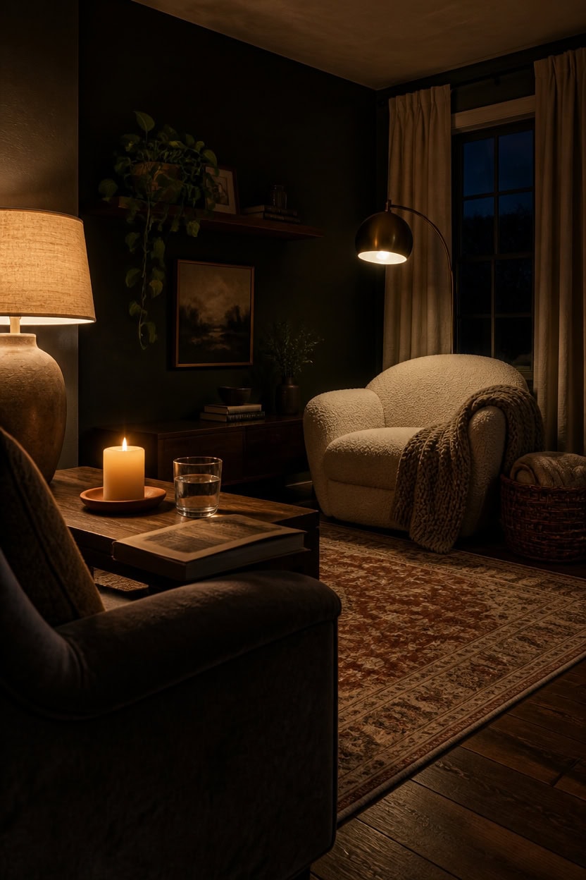 warm layered lighting for coziness