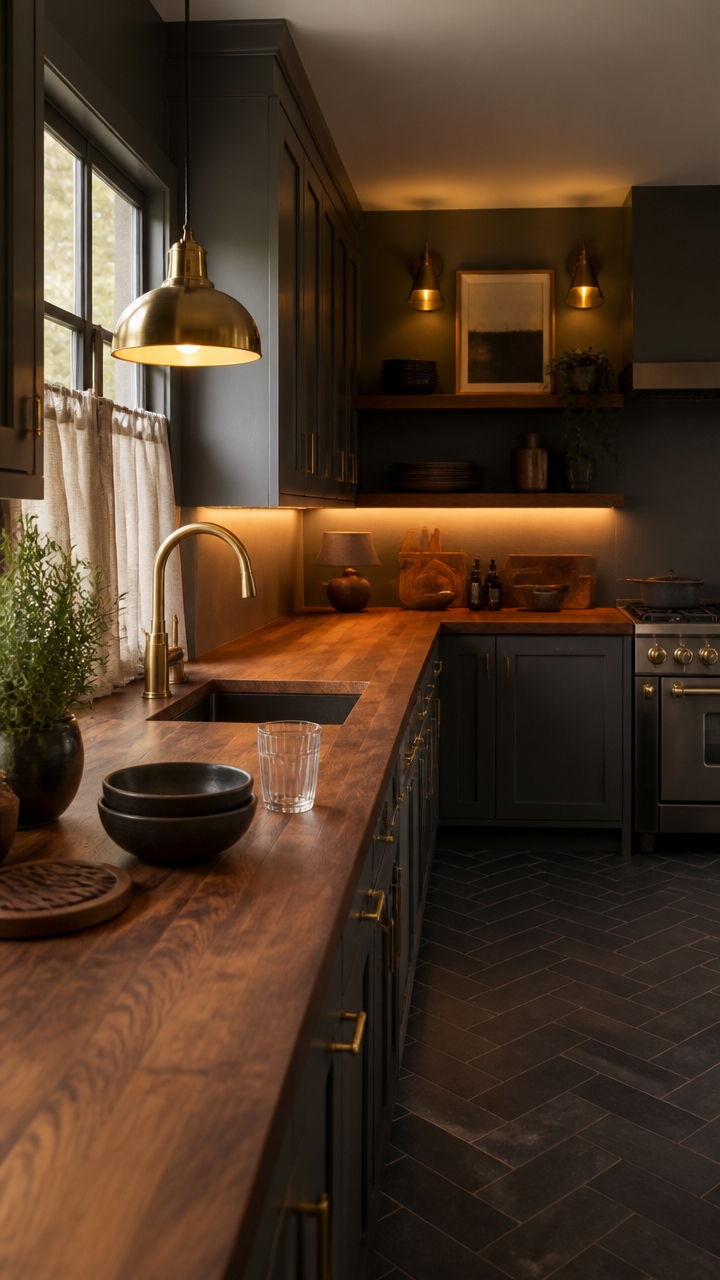 warm layered lighting walnut
