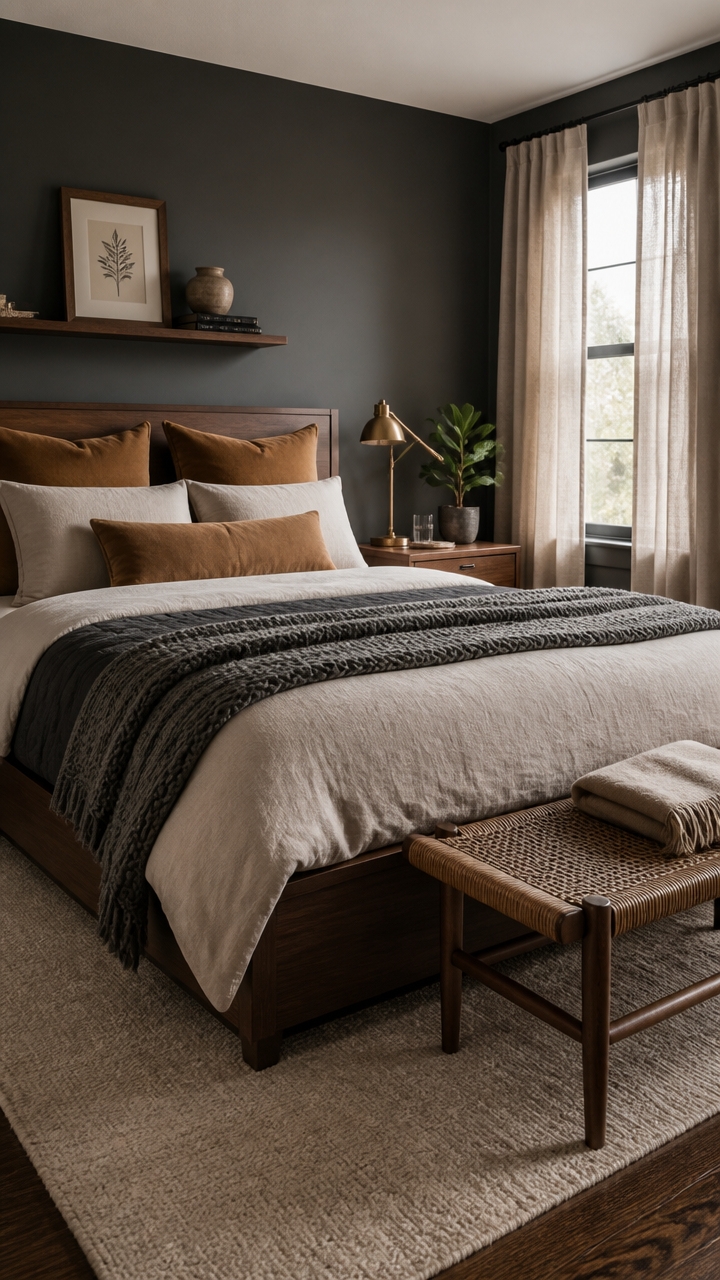 warm linen charcoal walnut