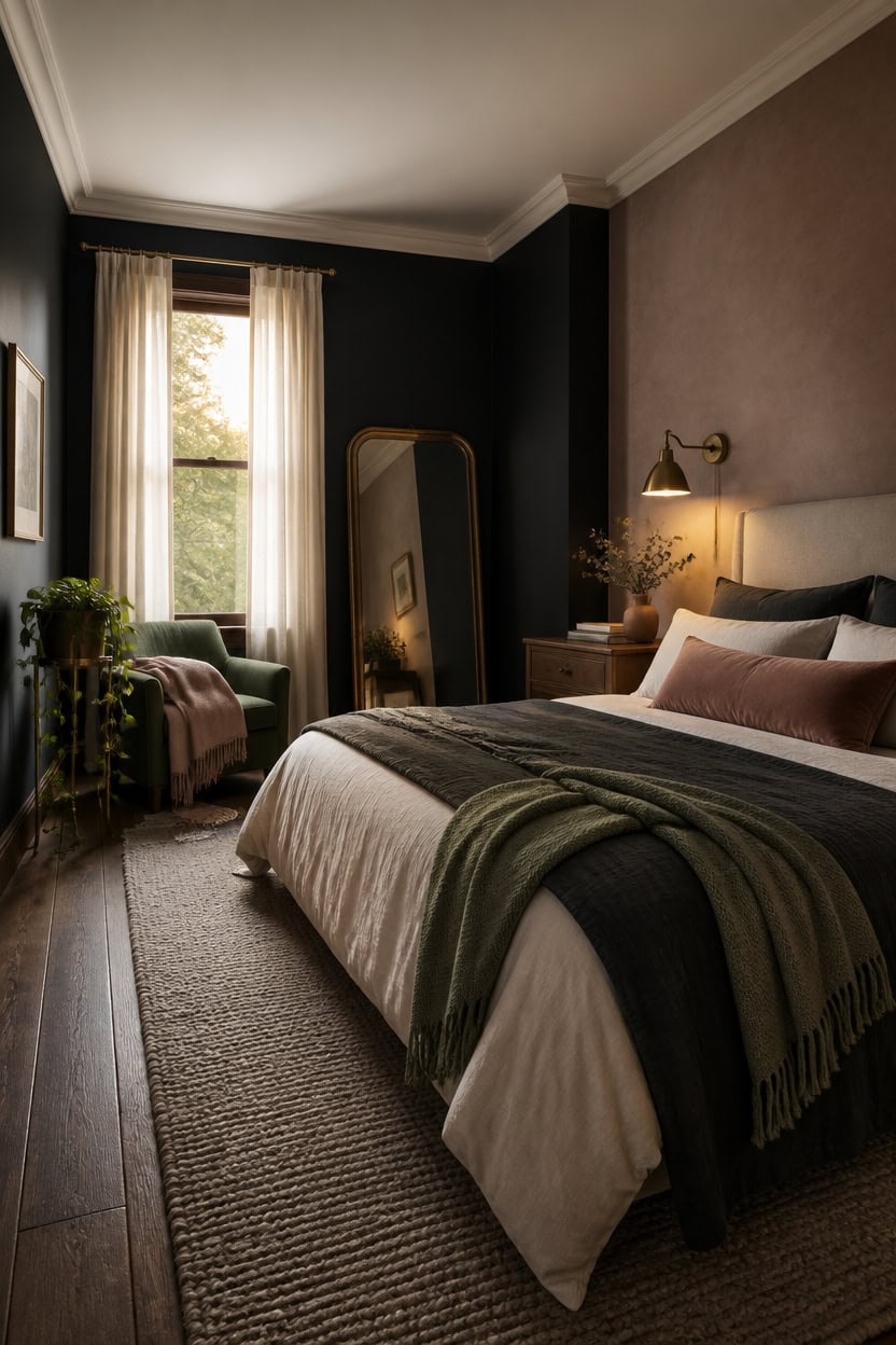 warm muted accents for charcoal