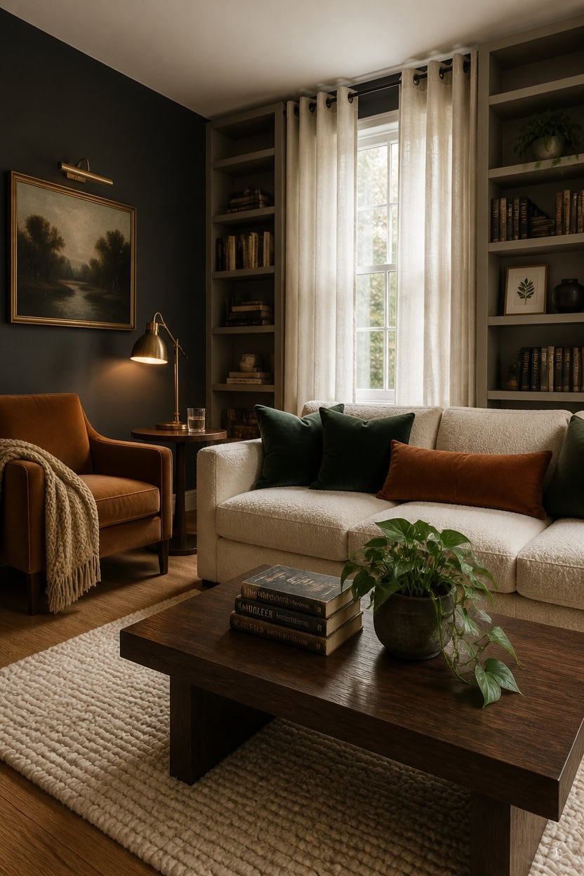 warm neutrals with rich accents