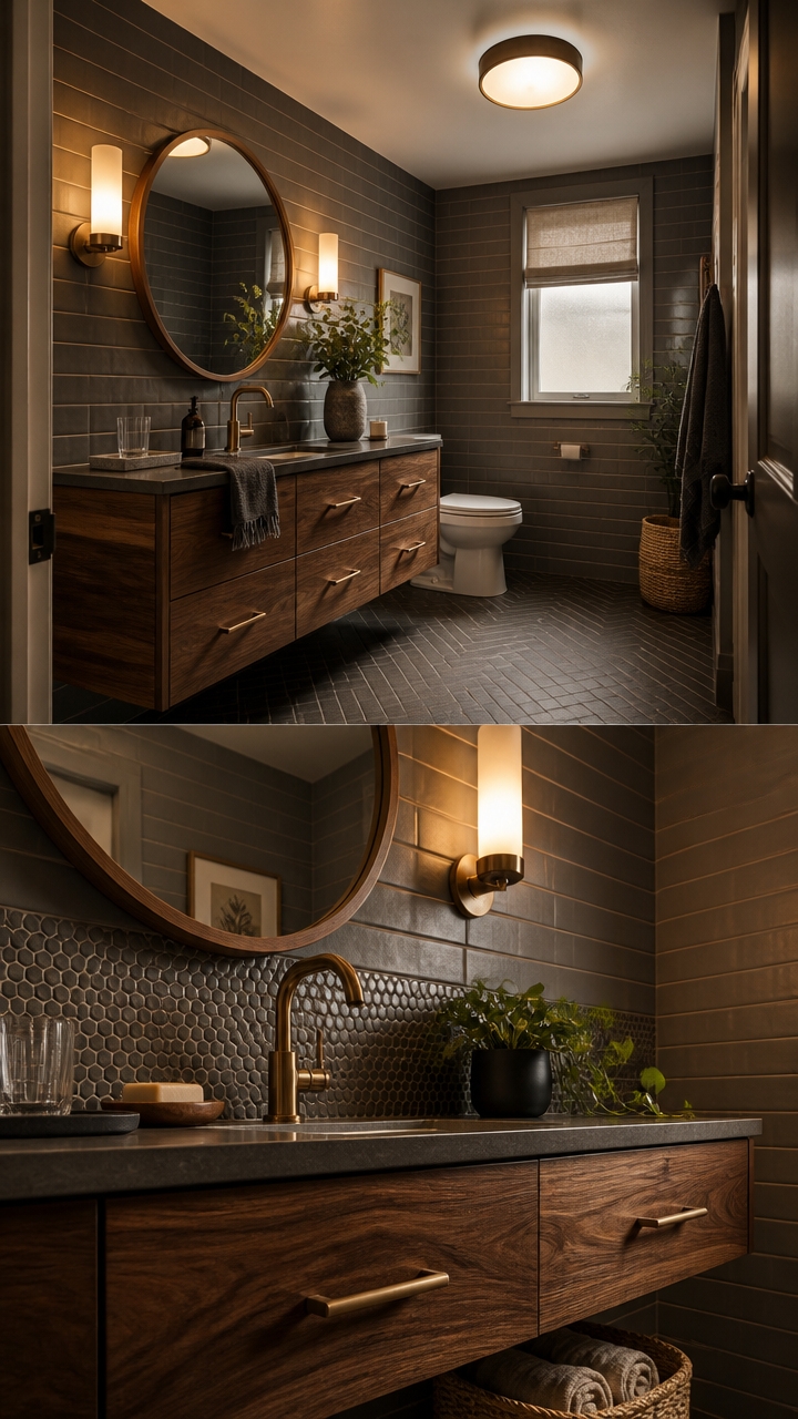 warm sconces slate walnut