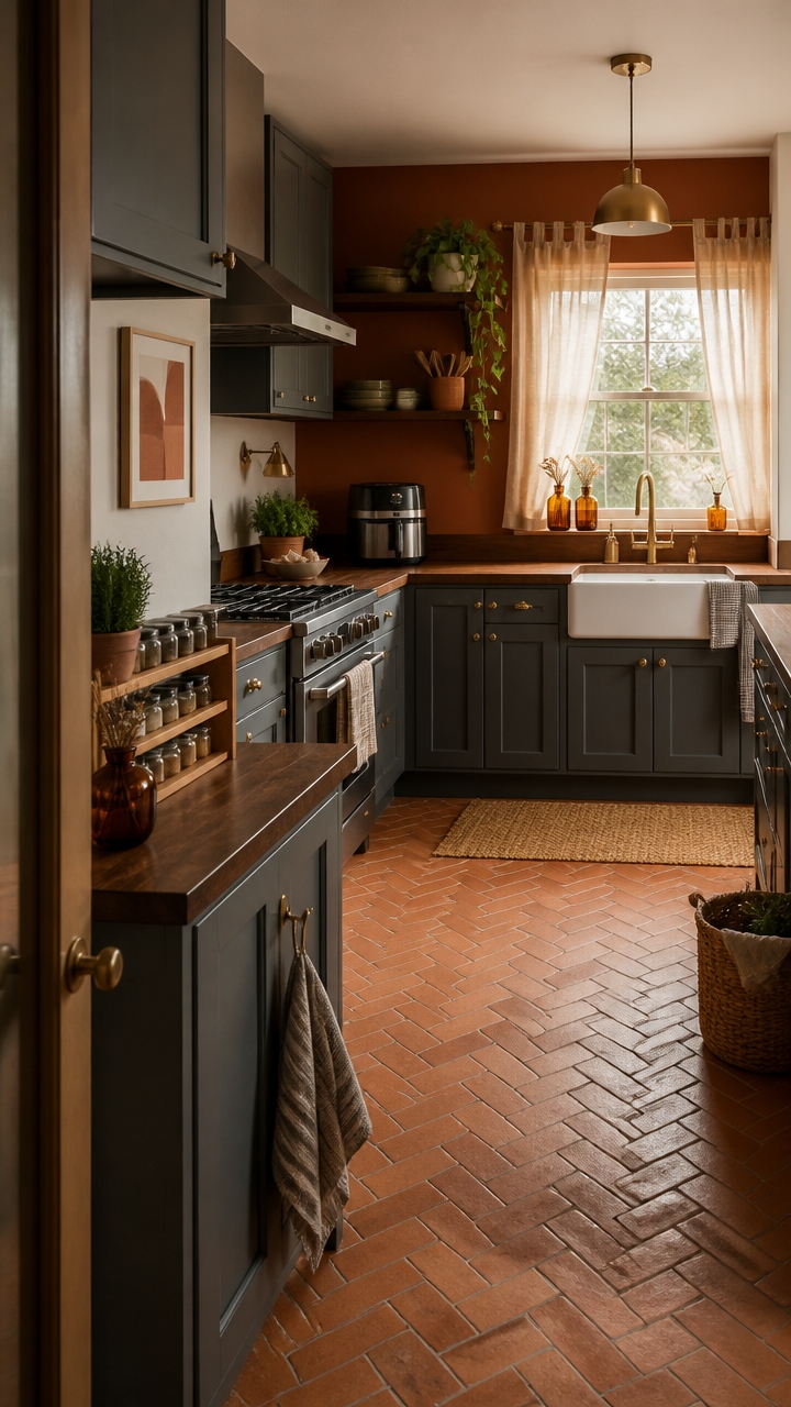 warm textured terracotta and olive