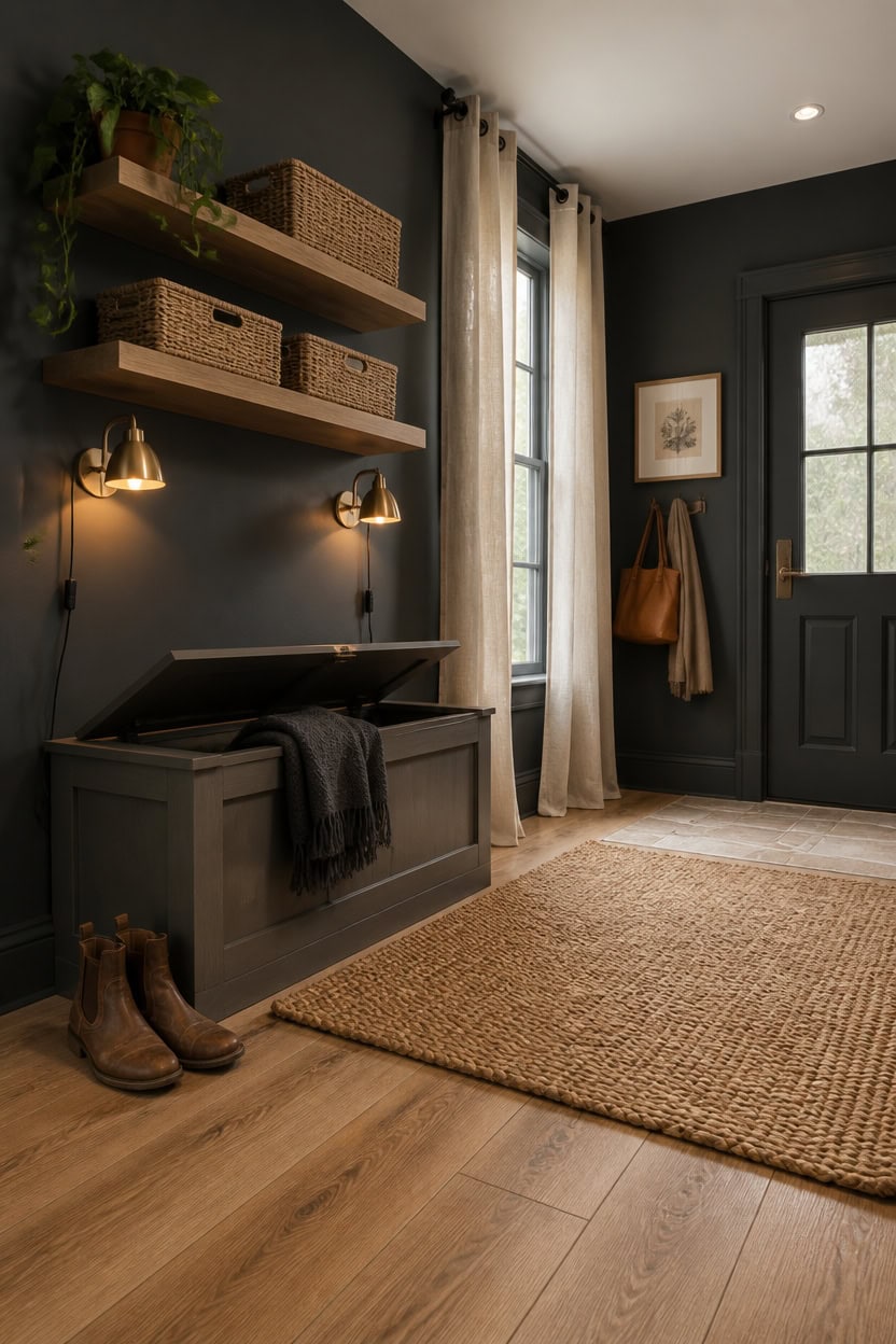 warm toned floors with charcoal