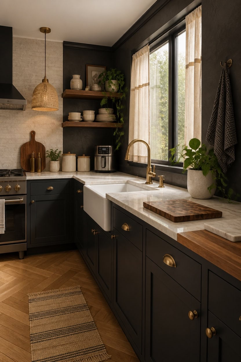 warm veined quartz with wood