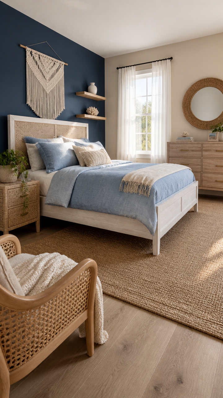 whitewashed driftwood coastal bedroom