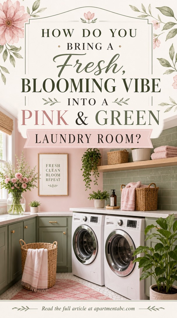 How Do You Bring a Fresh, Blooming Vibe Into a Pink & Green Laundry Room? — Pinterest Pin
