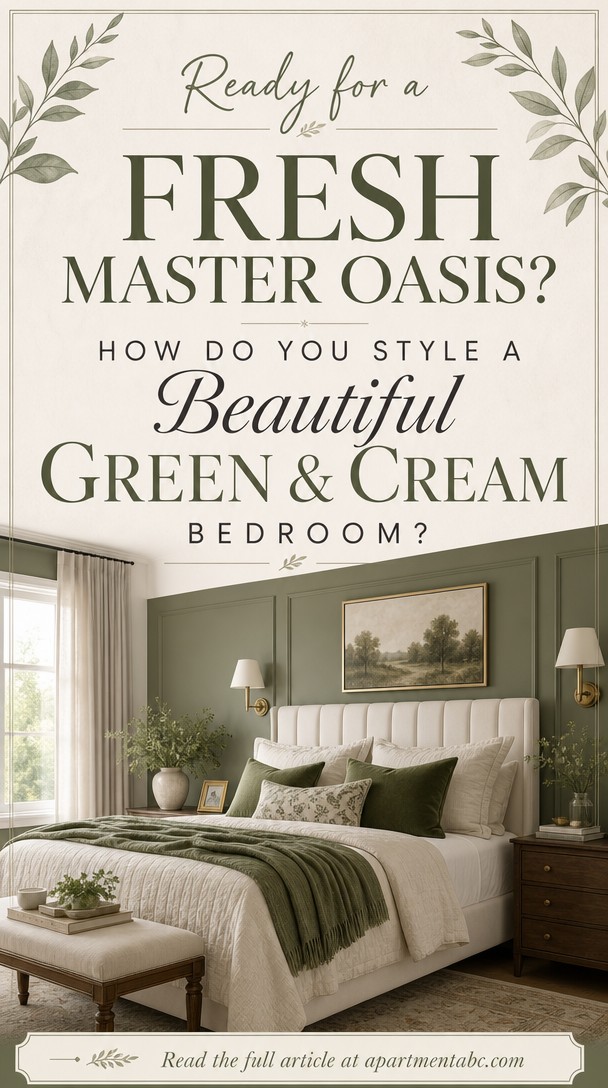 Ready for a Fresh Master Oasis? How Do You Style a Beautiful Green & Cream Bedroom? — Pinterest Pin