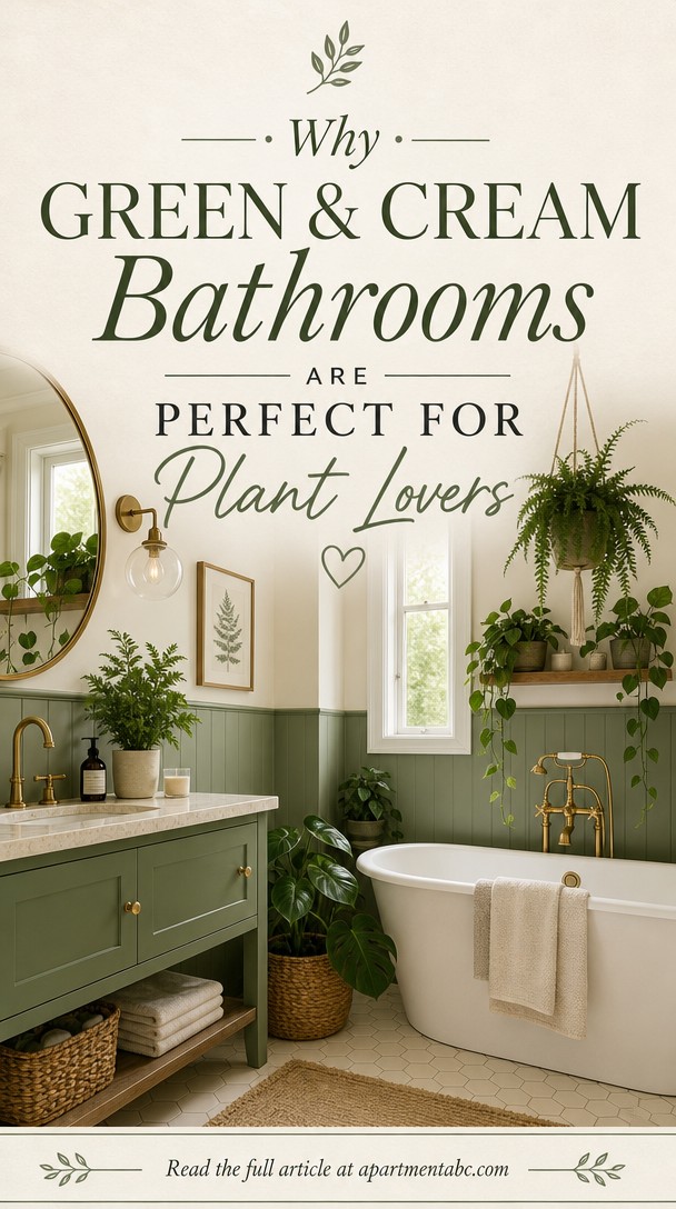Why Green & Cream Bathrooms Are Perfect for Plant Lovers — Pinterest Pin