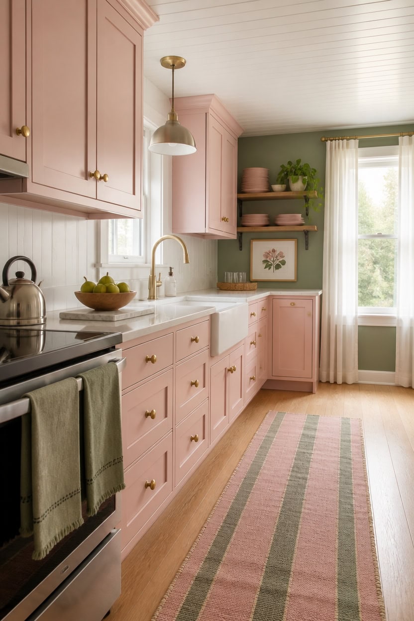 blush pink kitchen cabinets