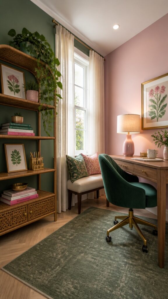 What’s the Real Secret to Designing a Beautiful Pink & Green Home Office?