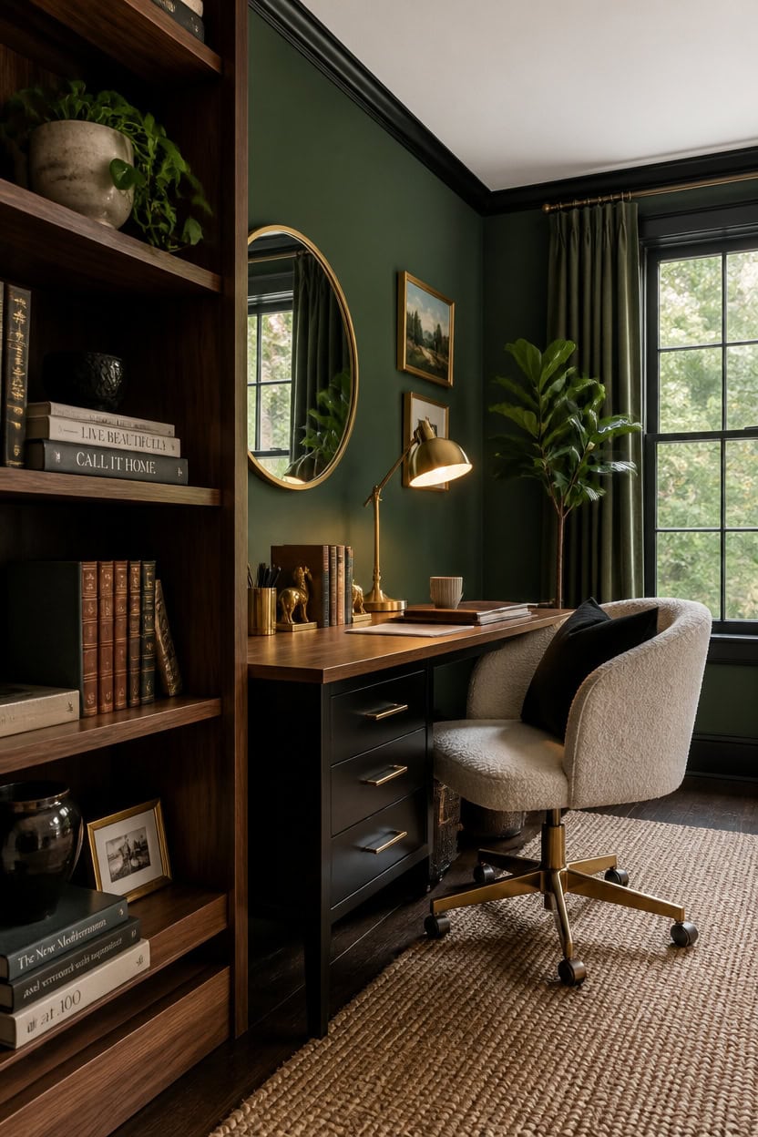 brass accents warm moody walls