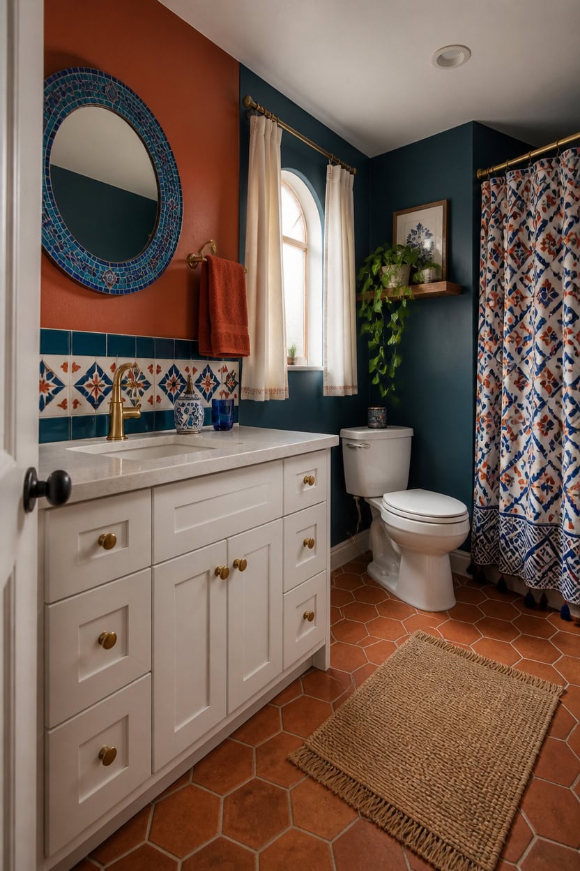 burnt orange azulejo accent
