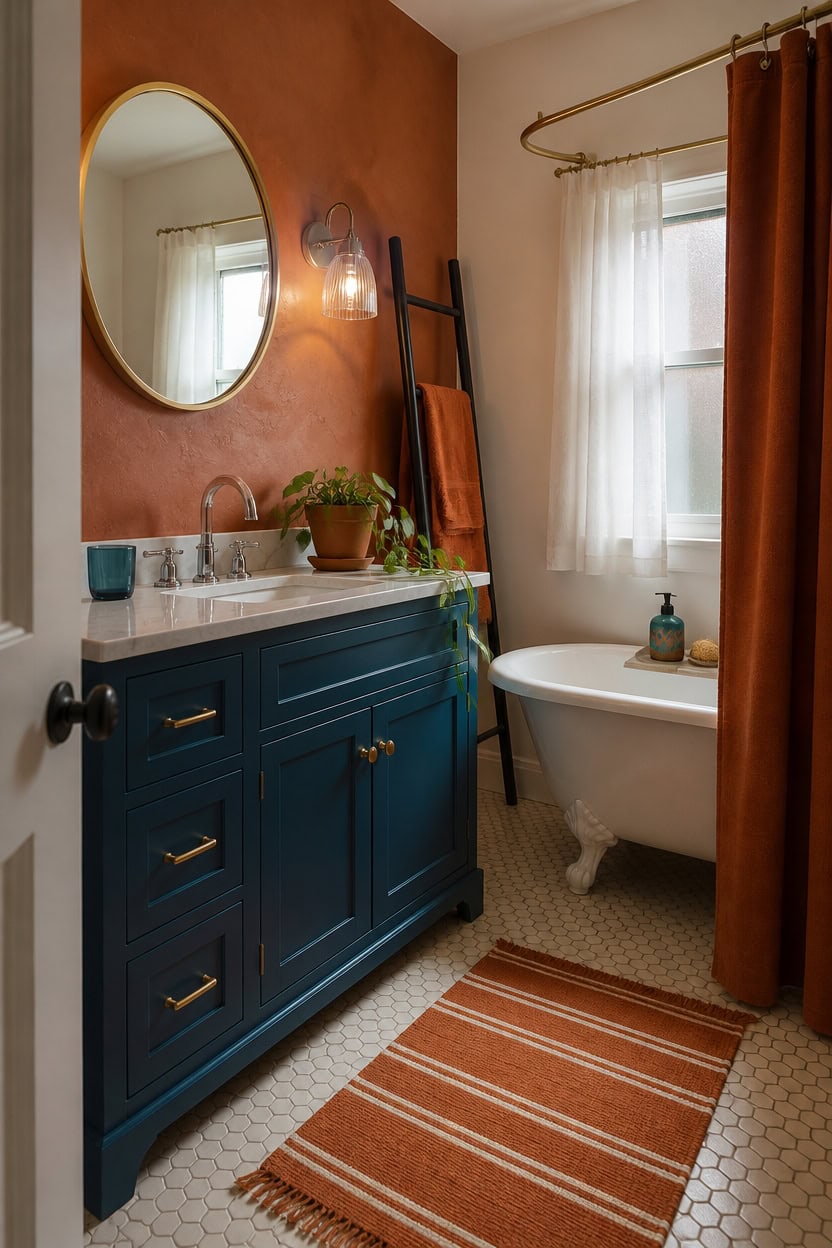 burnt orange teal balance
