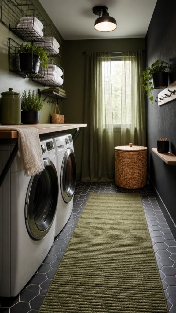 Why Ignore Utility? How Do You Bring High Drama Into a Green & Black Laundry Room?