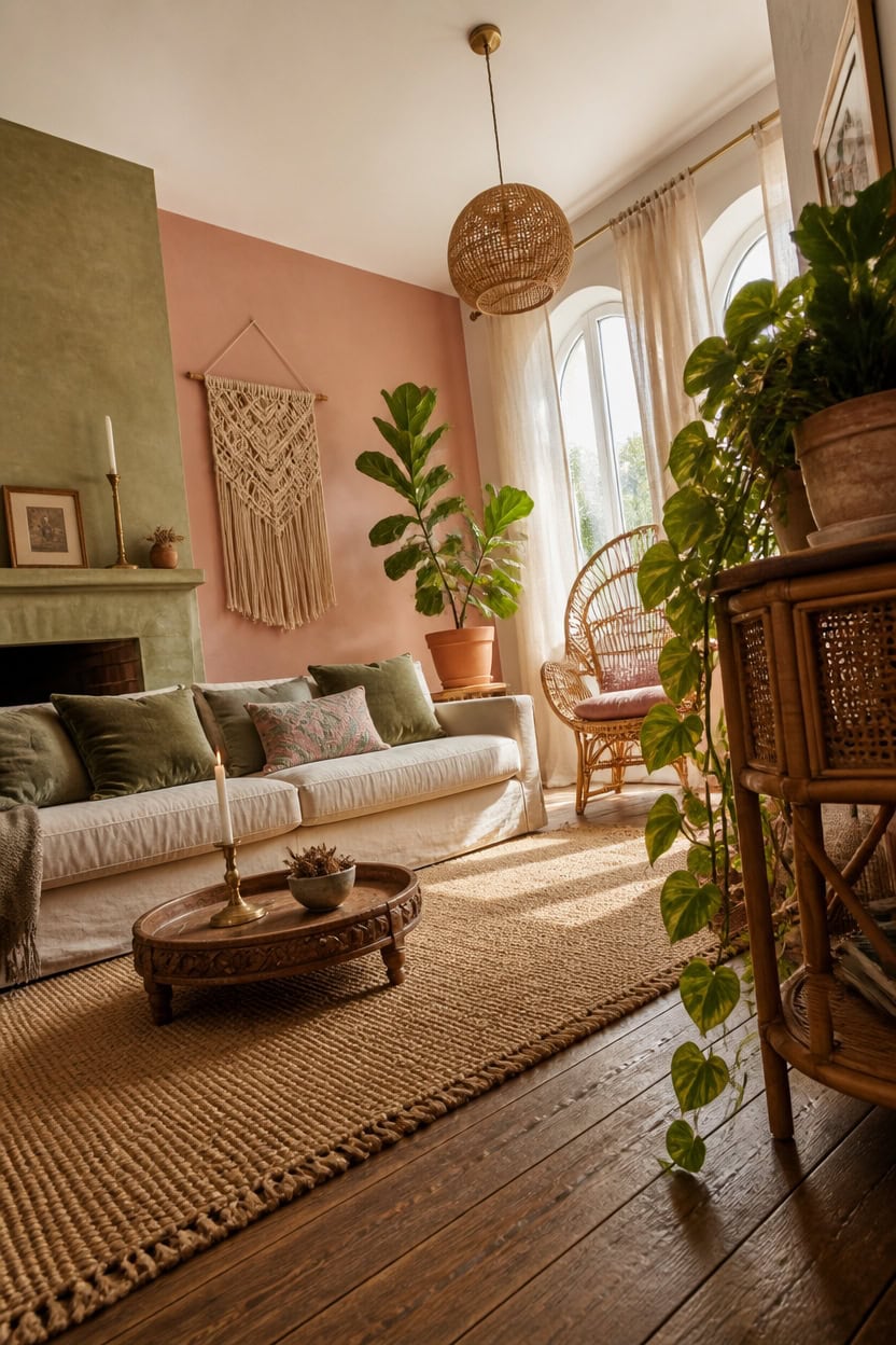 dusty pink and sagegreen textures