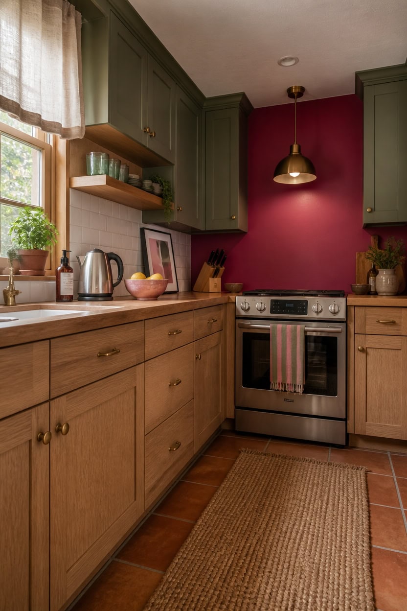 fuchsia accent balanced with sage