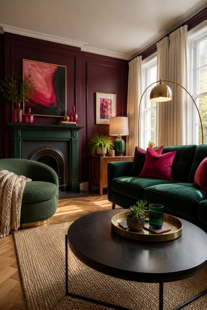 hot pink and emerald d cor