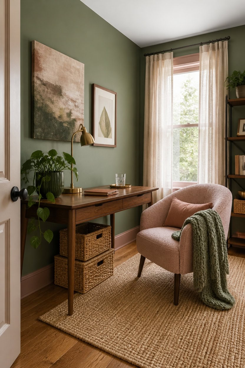 layered pink and green textures
