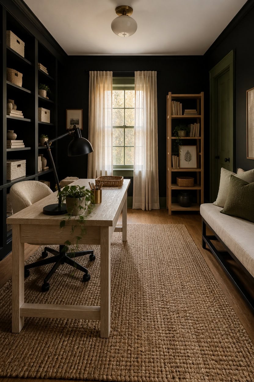 light furniture dark walls