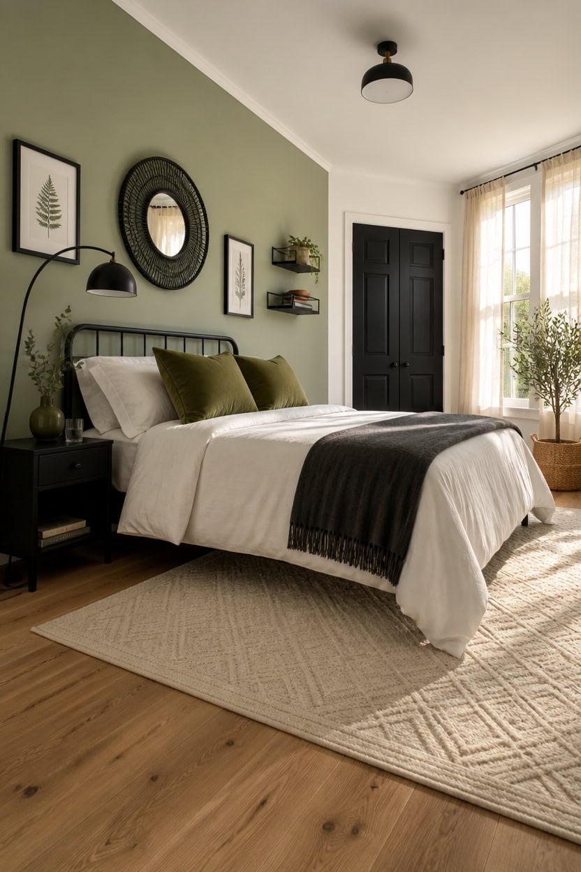 light sage accent wall