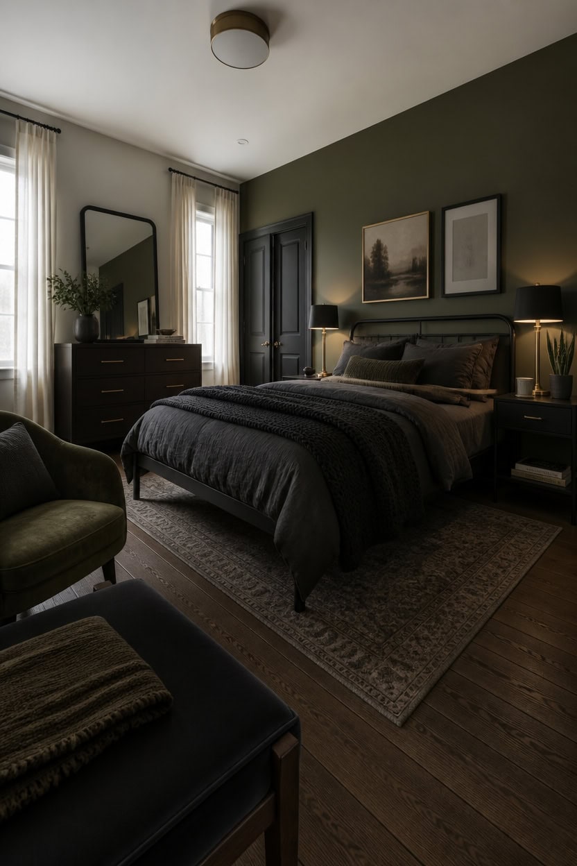 moody green and black