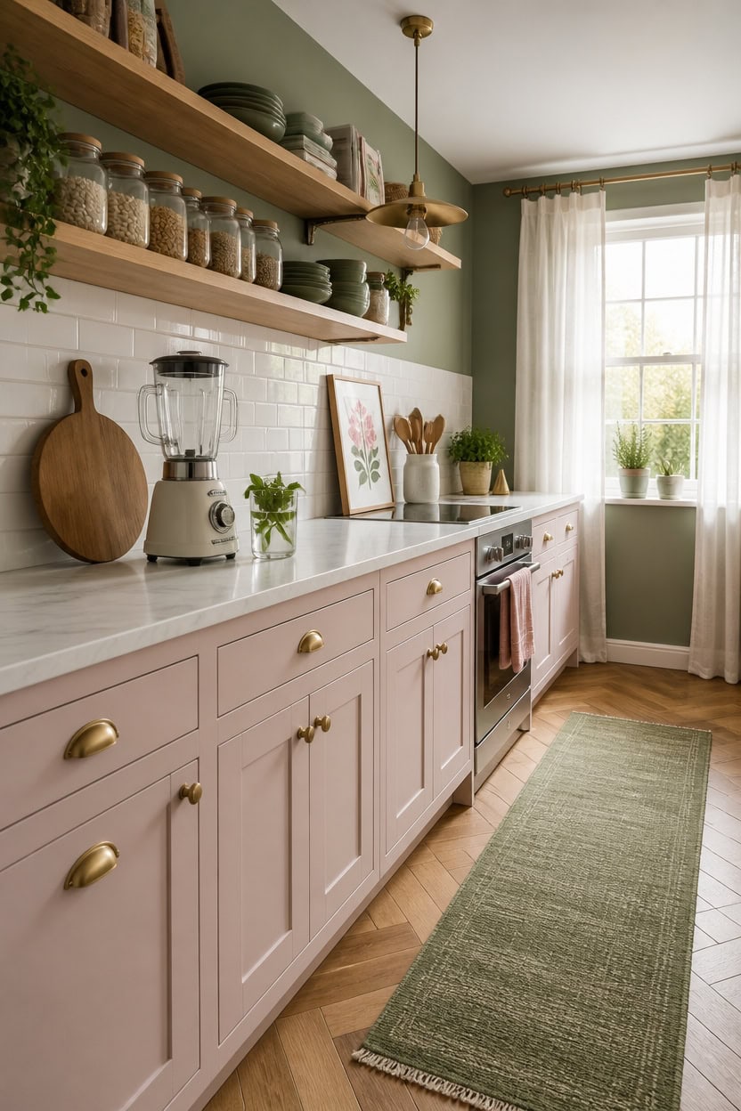 muted dusty pink and sage