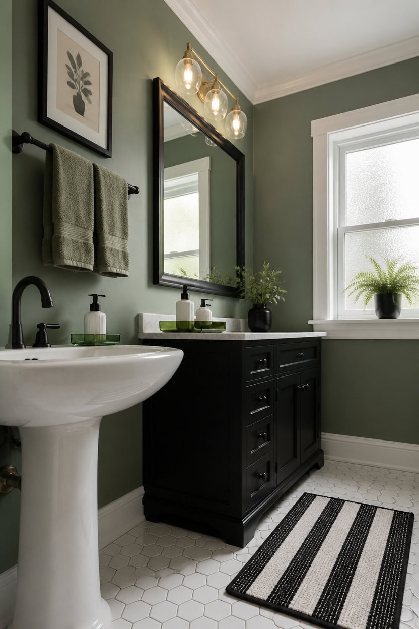 muted green with black
