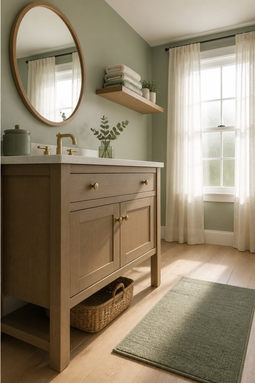 muted sage with oak