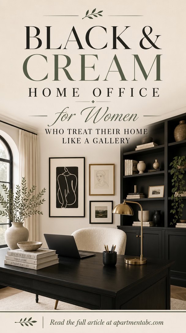 Black & Cream Home Office for Women Who Treat Their Home Like a Gallery