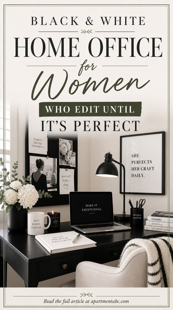 Black & White Home Office for Women Who Edit Until It’s Perfect