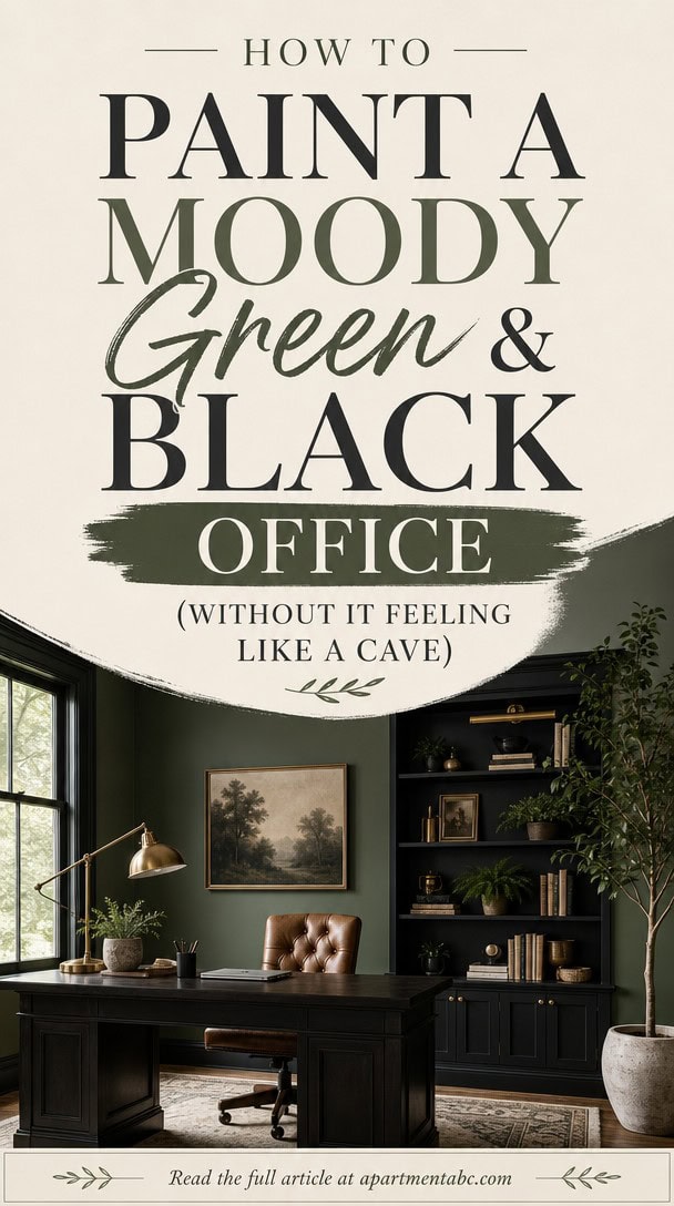 How to Paint a Moody Green & Black Office (Without It Feeling Like a Cave)