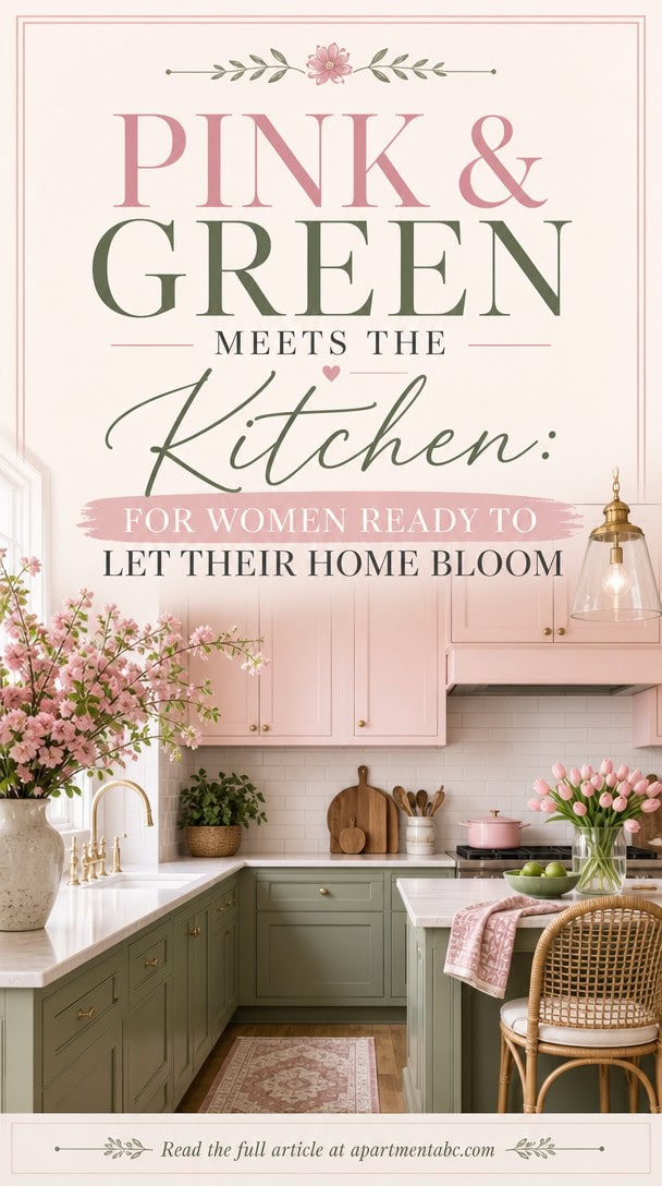 Pink & Green Meets the Kitchen: For Women Ready to Let Their Home Bloom — Pinterest Pin